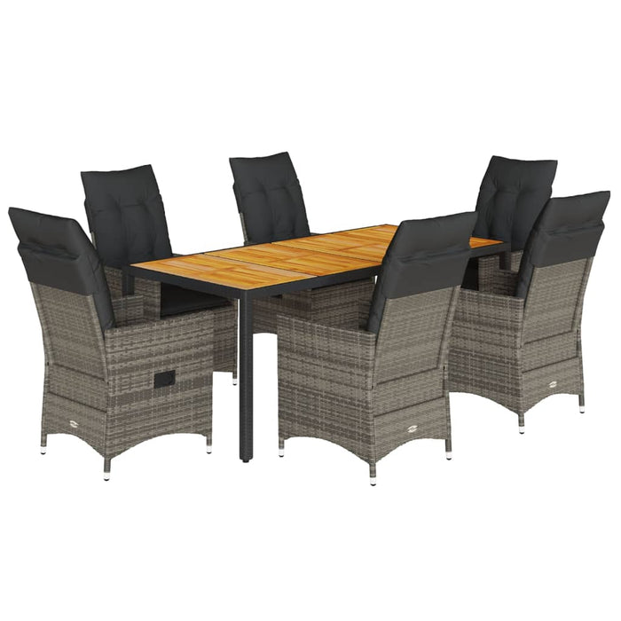 Set mobilier de grădină cu perne, 7 piese, gri, poliratan WALTI