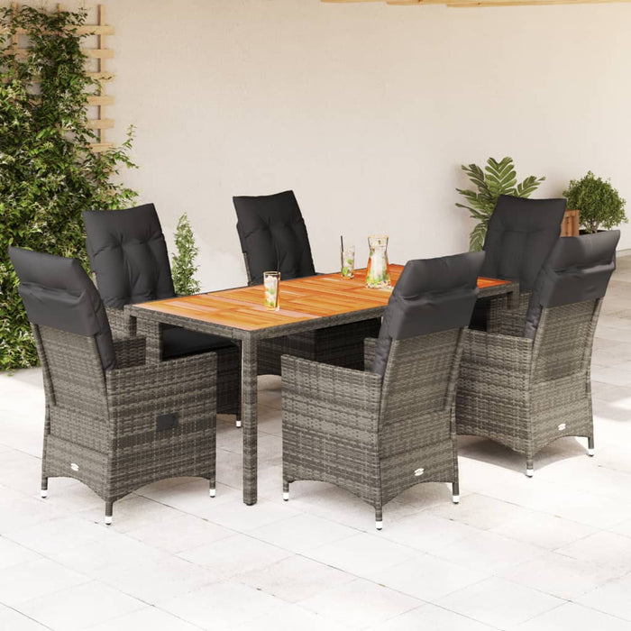 Set mobilier de grădină cu perne, 7 piese, gri, poliratan WALTI