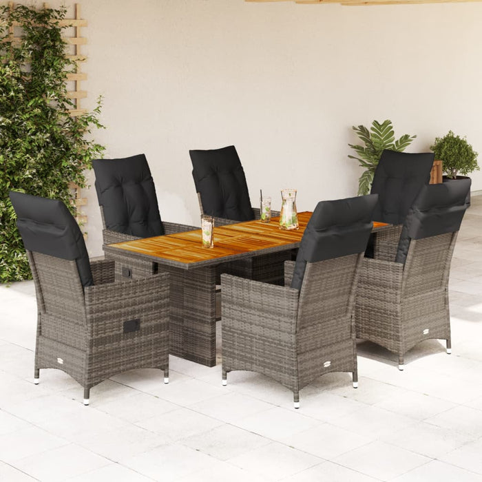 Set mobilier de grădină cu perne, 7 piese, gri, poliratan - WALTI WALTI