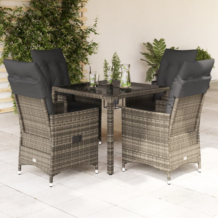 Set mobilier de grădină cu perne, 5 piese, gri, poliratan - WALTI WALTI