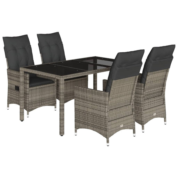 Set mobilier de grădină cu perne, 5 piese, gri, poliratan - WALTI WALTI
