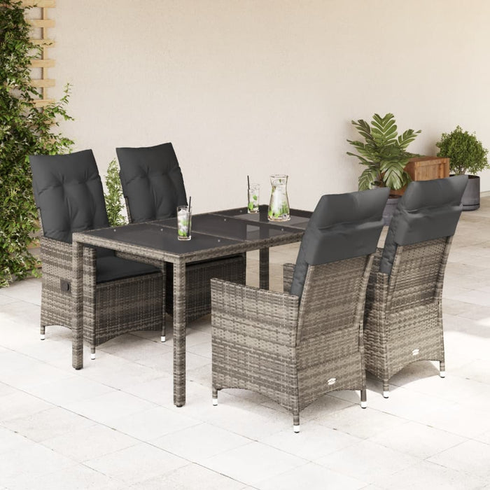 Set mobilier de grădină cu perne, 5 piese, gri, poliratan - WALTI WALTI