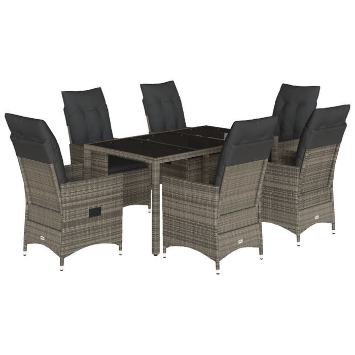 Set mobilier de grădină cu perne, 7 piese, gri, poliratan - WALTI WALTI