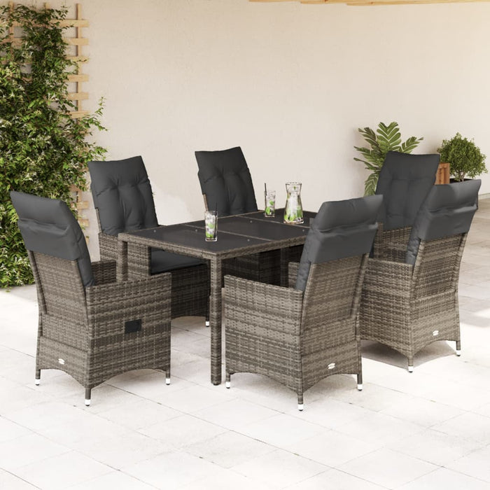 Set mobilier de grădină cu perne, 7 piese, gri, poliratan - WALTI WALTI