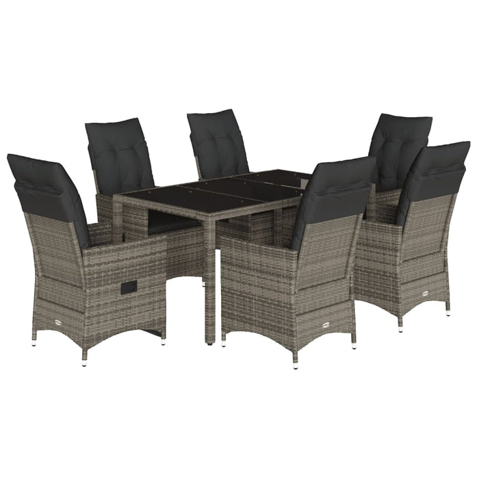 Set mobilier de grădină cu perne, 7 piese, gri, poliratan - WALTI WALTI