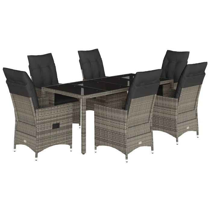 Set mobilier de grădină cu perne, 7 piese, gri, poliratan - WALTI WALTI