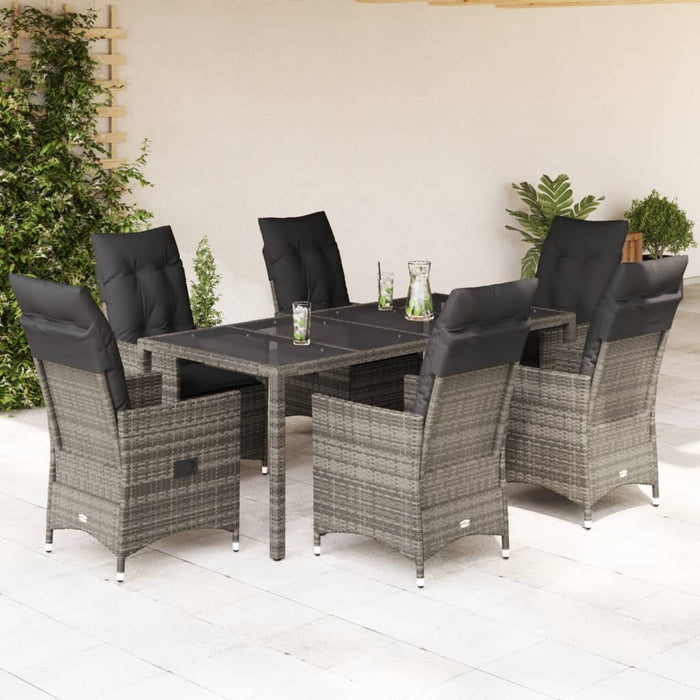 Set mobilier de grădină cu perne, 7 piese, gri, poliratan - WALTI WALTI