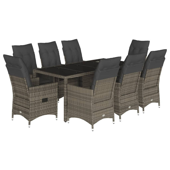 Set mobilier grădină cu perne, 9 piese, gri, poliratan - WALTI WALTI