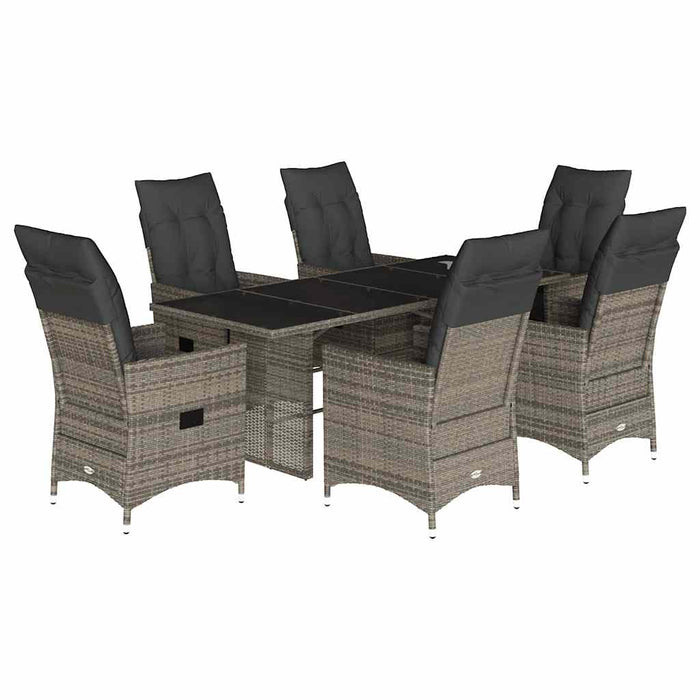Set mobilier de grădină cu perne, 7 piese, gri, poliratan - WALTI WALTI