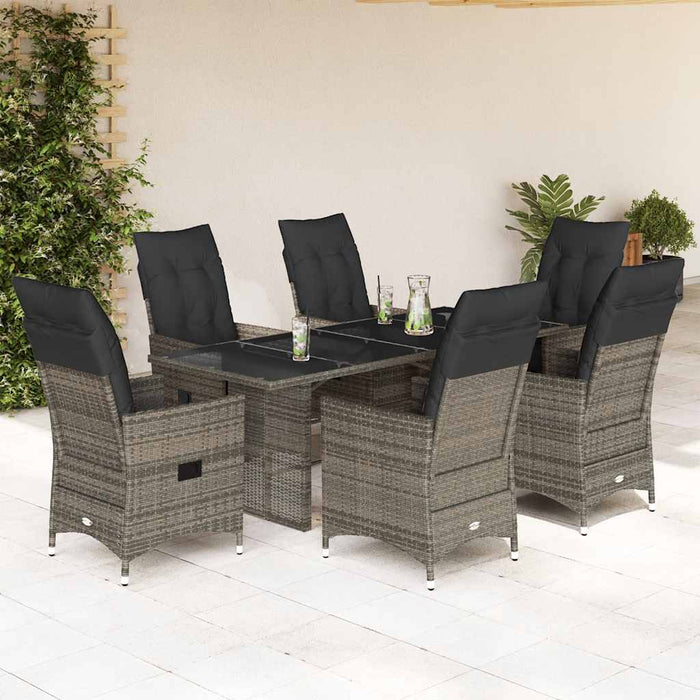 Set mobilier de grădină cu perne, 7 piese, gri, poliratan - WALTI WALTI