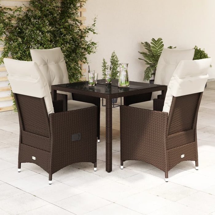 Set mobilier de grădină, 5 piese, cu perne, maro, poliratan - WALTI WALTI