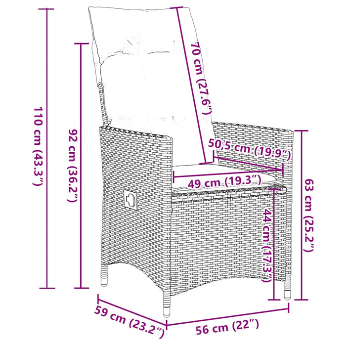 Set mobilier de grădină, 5 piese, cu perne, maro, poliratan - WALTI WALTI