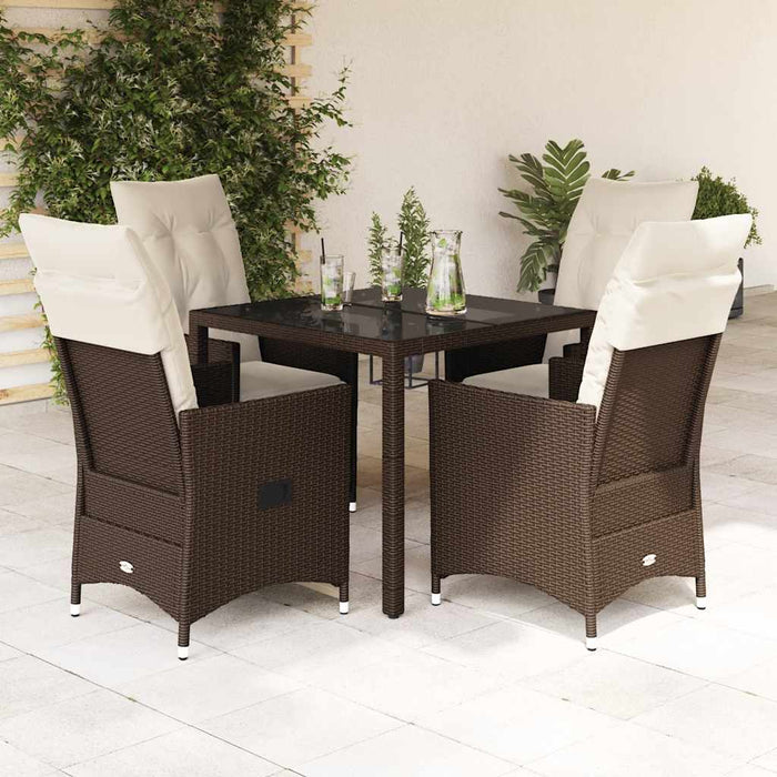 Set mobilier de grădină, 5 piese, cu perne, maro, poliratan - WALTI WALTI