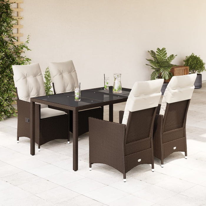 Set mobilier de grădină, 5 piese, cu perne, maro, poliratan - WALTI WALTI