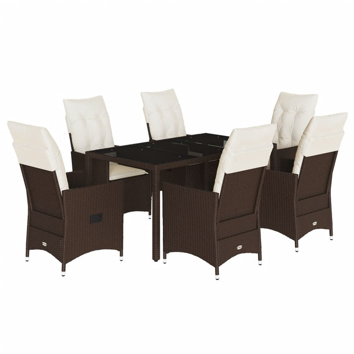 Set mobilier de grădină cu perne, 7 piese, maro, poliratan WALTI