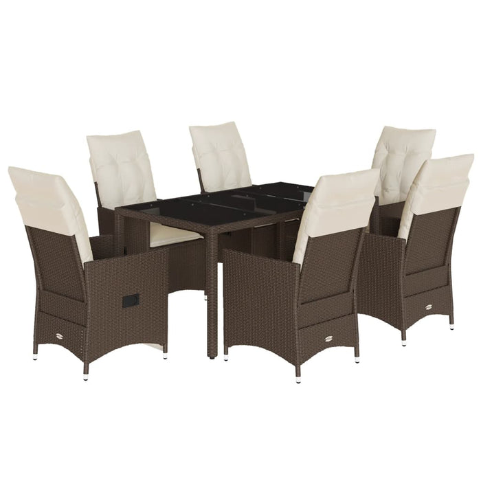 Set mobilier de grădină cu perne, 7 piese, maro, poliratan WALTI