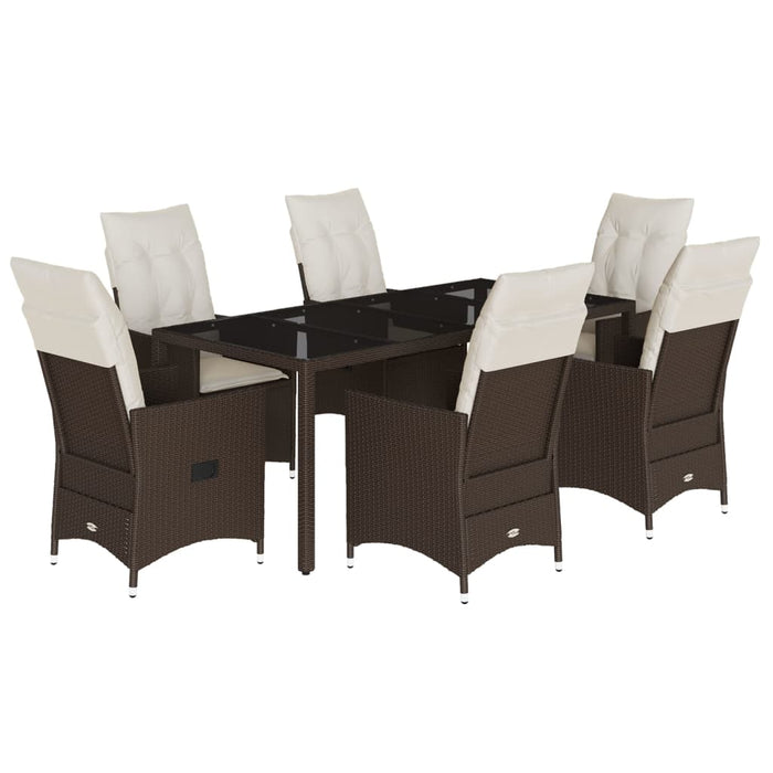 Set mobilier de grădină cu perne, 7 piese, maro, poliratan - WALTI WALTI