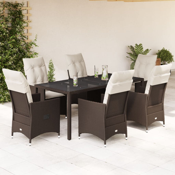 Set mobilier de grădină cu perne, 7 piese, maro, poliratan - WALTI WALTI