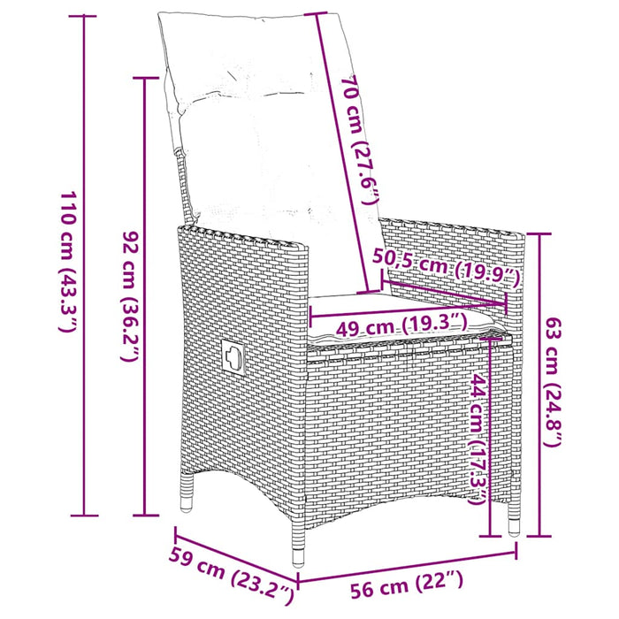 Set mobilier de grădină cu perne, 7 piese, maro, poliratan WALTI