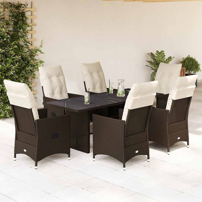 Set mobilier de grădină cu perne, 7 piese, maro, poliratan WALTI