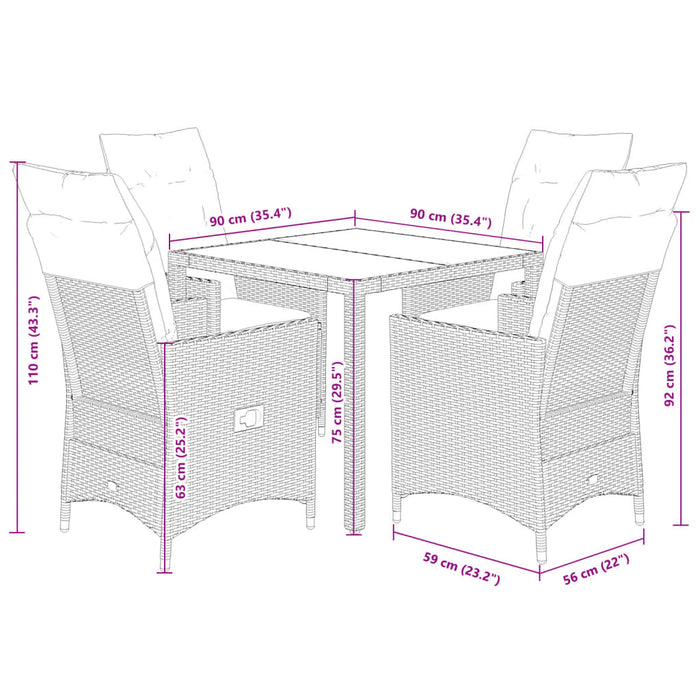 Set mobilier de grădină cu perne, 5 piese, bej, poliratan - WALTI WALTI