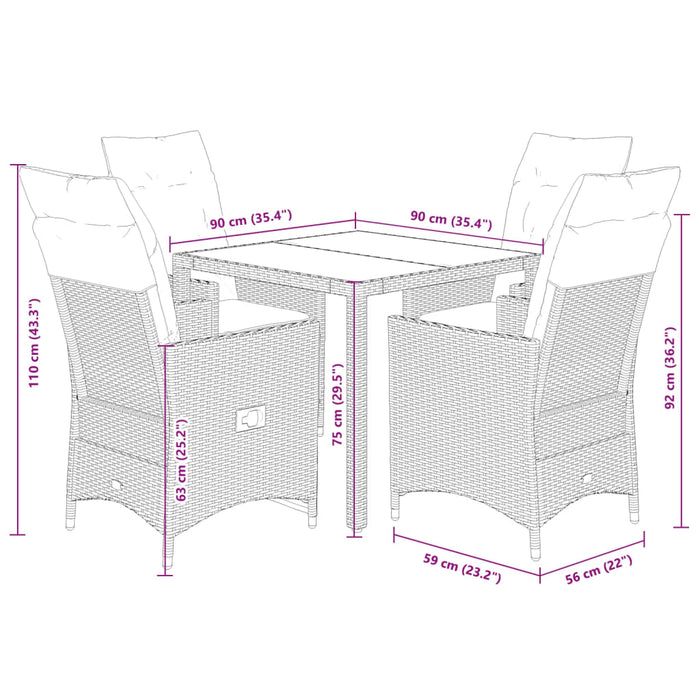 Set mobilier de grădină cu perne, 5 piese, bej, poliratan - WALTI WALTI