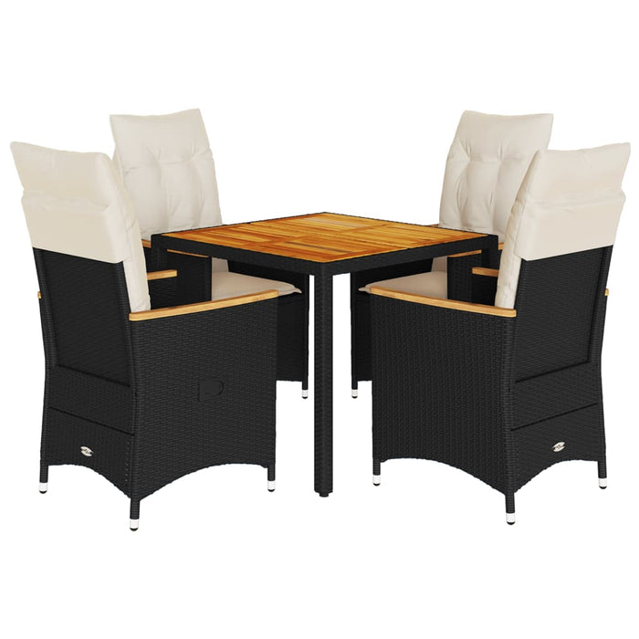 Set mobilier de grădină cu perne, 5 piese, negru, poliratan - WALTI WALTI