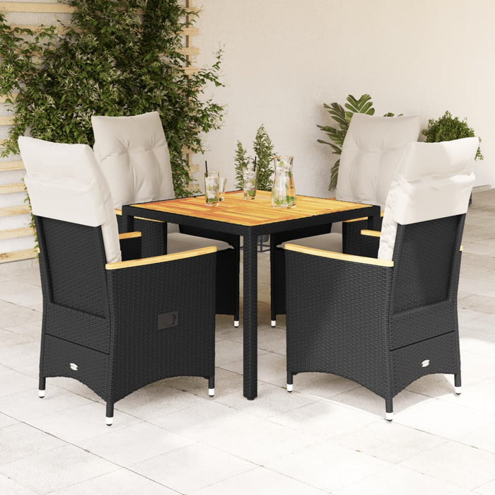 Set mobilier de grădină cu perne, 5 piese, negru, poliratan - WALTI WALTI