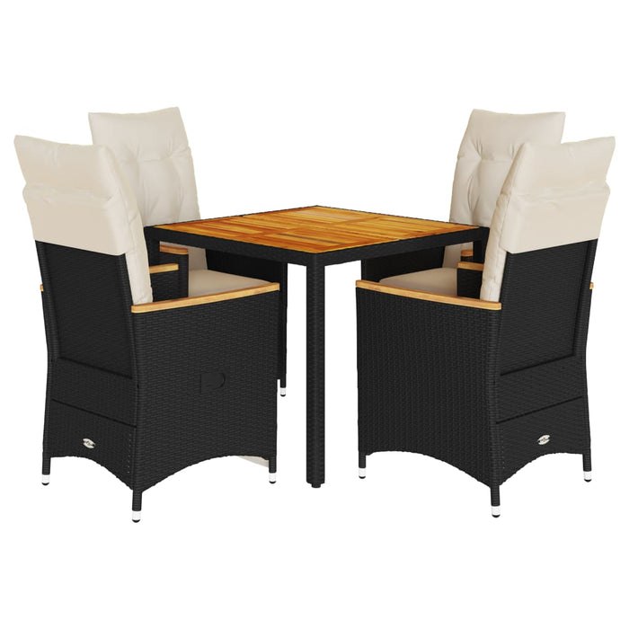 Set mobilier de grădină cu perne, 5 piese, negru, poliratan - WALTI WALTI