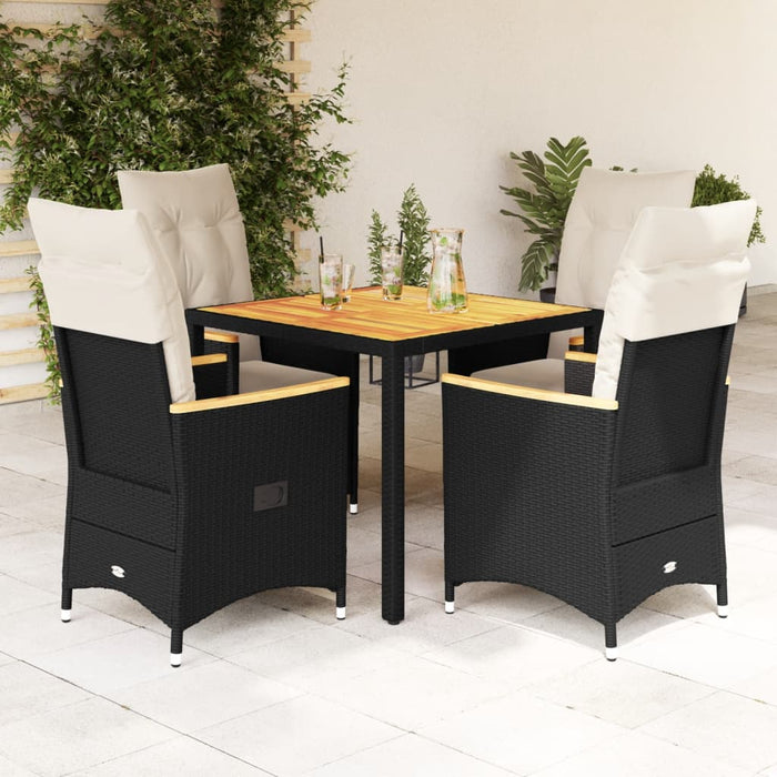 Set mobilier de grădină cu perne, 5 piese, negru, poliratan - WALTI WALTI
