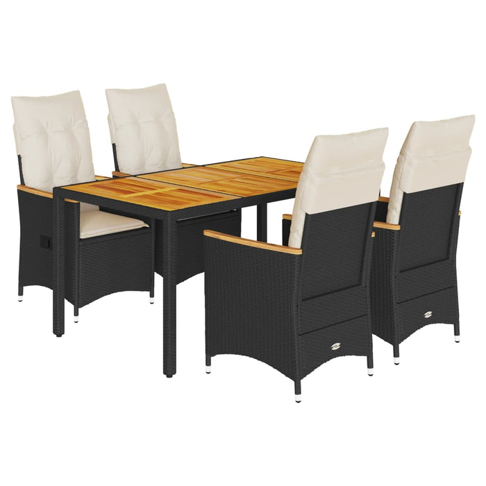 Set mobilier de grădină cu perne, 5 piese, negru, poliratan WALTI