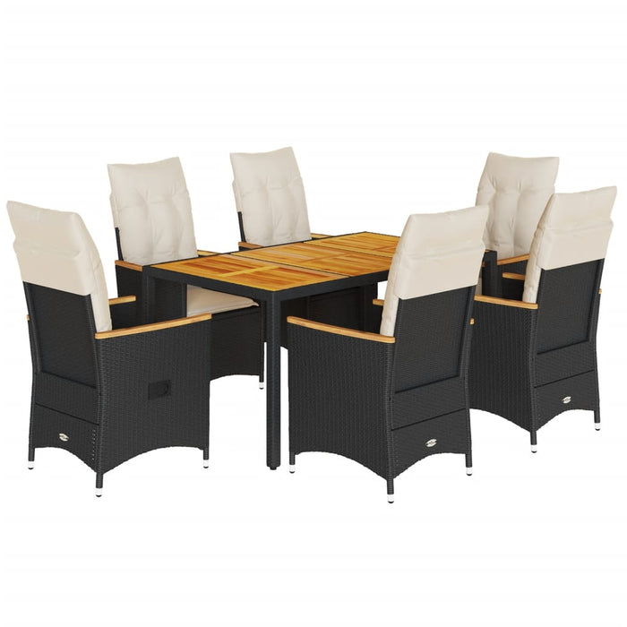 Set mobilier de grădină cu perne, 7 piese, negru, poliratan - WALTI WALTI
