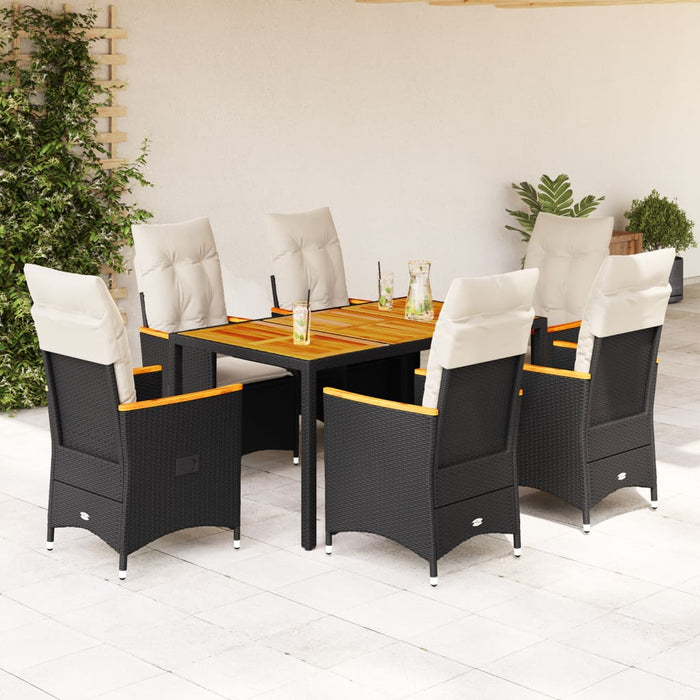 Set mobilier de grădină cu perne, 7 piese, negru, poliratan - WALTI WALTI