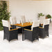 Set mobilier de grădină cu perne, 7 piese, negru, poliratan - WALTI WALTI