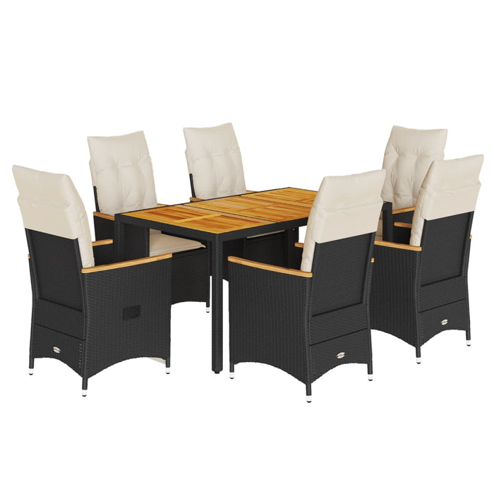 Set mobilier de grădină cu perne, 7 piese, negru, poliratan - WALTI WALTI