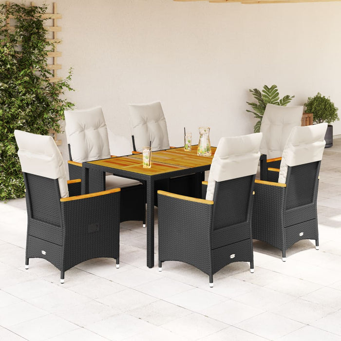 Set mobilier de grădină cu perne, 7 piese, negru, poliratan - WALTI WALTI