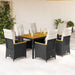 Set mobilier de grădină cu perne, 7 piese, negru, poliratan - WALTI WALTI