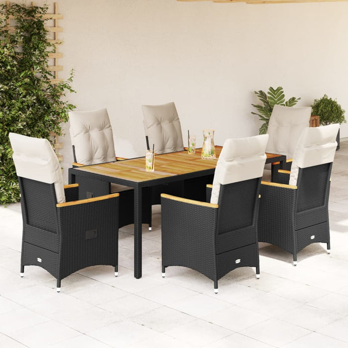 Set mobilier de grădină cu perne, 7 piese, negru, poliratan - WALTI WALTI