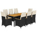 Set mobilier de grădină cu perne, 9 piese, negru, poliratan - WALTI WALTI