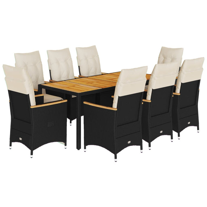 Set mobilier de grădină cu perne, 9 piese, negru, poliratan - WALTI WALTI