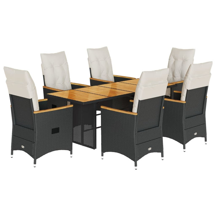 Set mobilier de grădină cu perne, 7 piese, negru, poliratan - WALTI WALTI