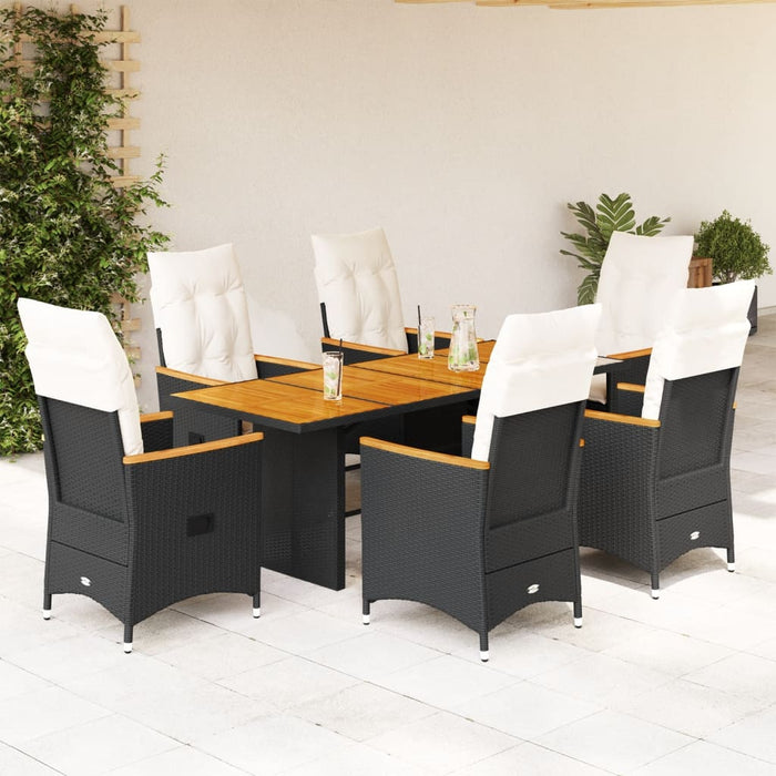 Set mobilier de grădină cu perne, 7 piese, negru, poliratan - WALTI WALTI