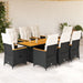 Set mobilier de grădină cu perne, 9 piese, negru, poliratan - WALTI WALTI