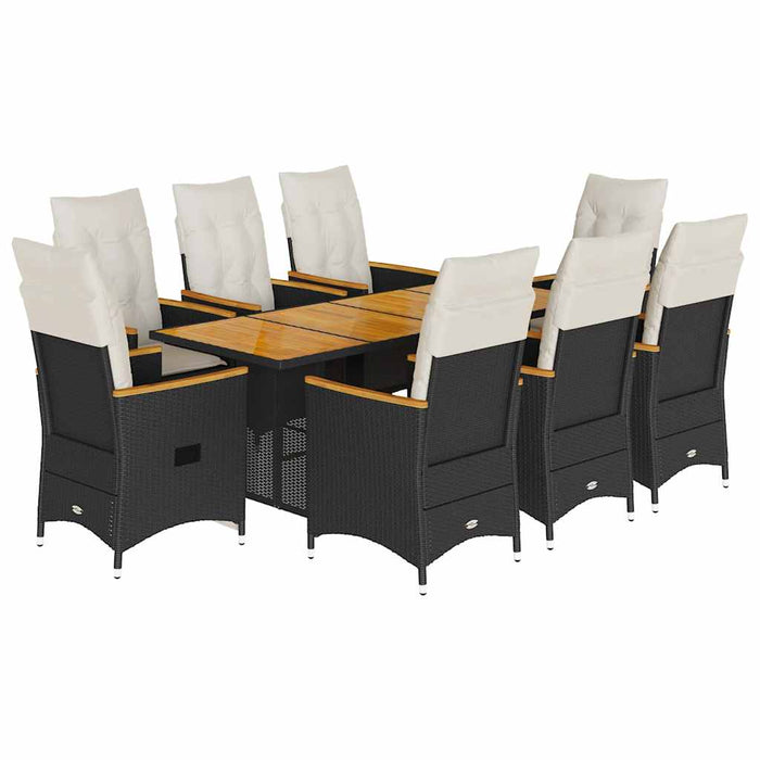 Set mobilier de grădină cu perne, 9 piese, negru, poliratan - WALTI WALTI