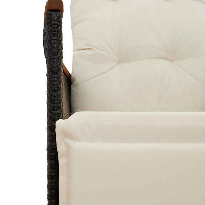 Set mobilier de grădină cu perne, 9 piese, negru, poliratan - WALTI WALTI