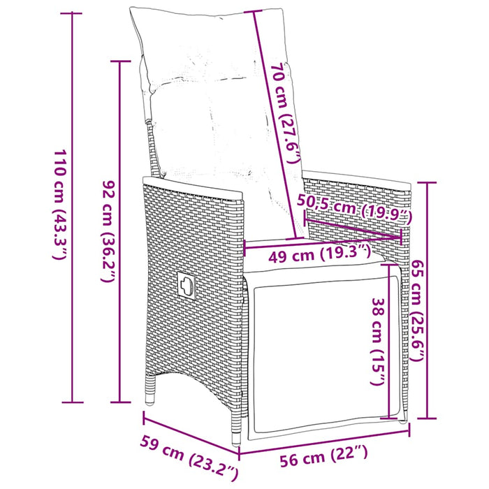 Set mobilier de grădină cu perne, 9 piese, negru, poliratan - WALTI WALTI