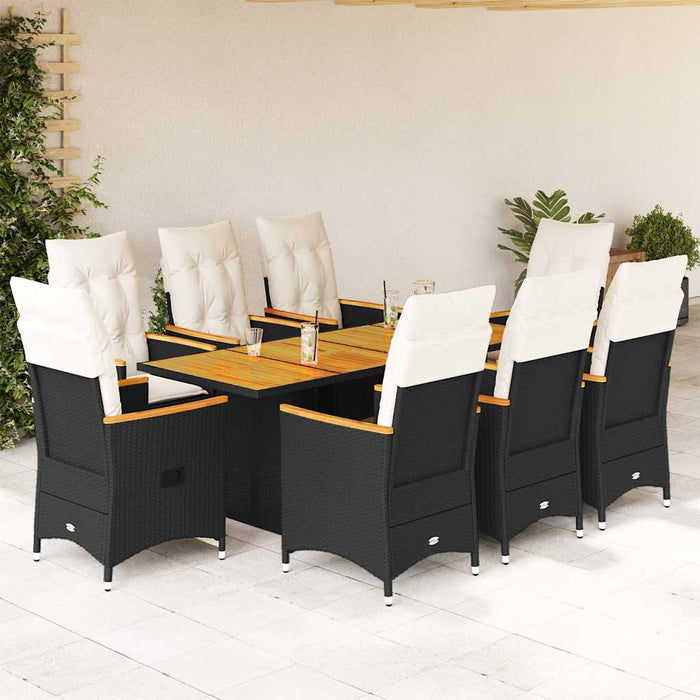 Set mobilier de grădină cu perne, 9 piese, negru, poliratan - WALTI WALTI