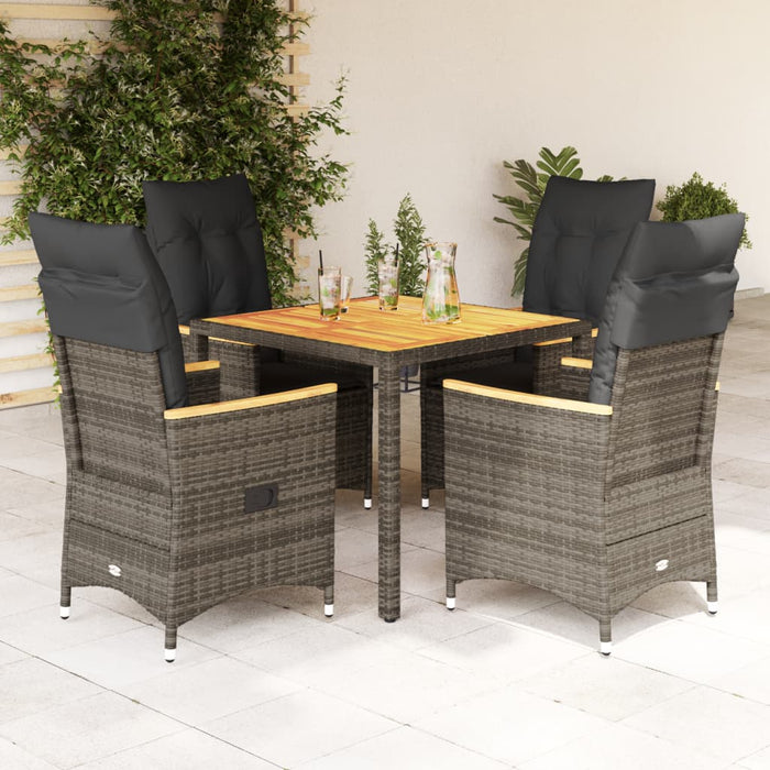 Set mobilier de grădină cu perne, 5 piese, gri, poliratan - WALTI WALTI