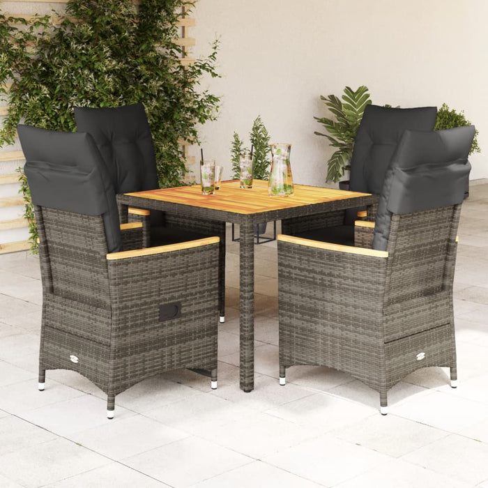 Set mobilier de grădină cu perne, 5 piese, gri, poliratan - WALTI WALTI