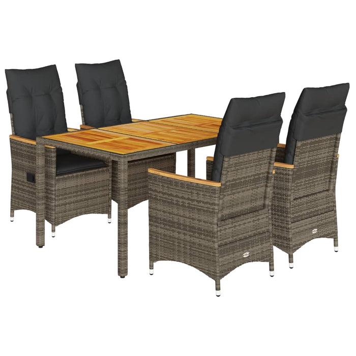 Set mobilier de grădină cu perne, 5 piese, gri, poliratan - WALTI WALTI